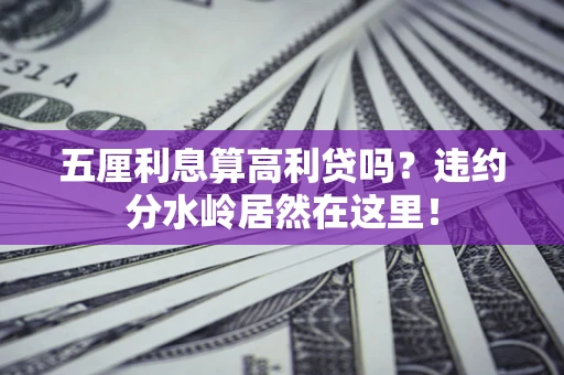武汉五厘利息算高利贷吗？违约分水岭居然在这里！